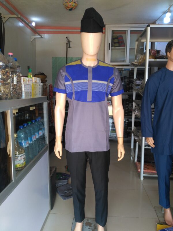 Chemise en pagne tissé mélange avec tissu – Image 6