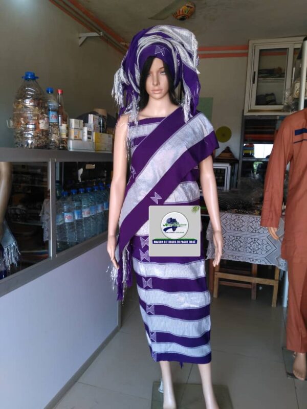 Pagne tissé dame à motif simple violet