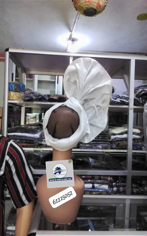Foulard en pagne tissé blanc – Image 3