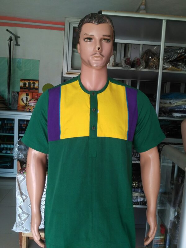 Chemise en pagne tissé vert jaune